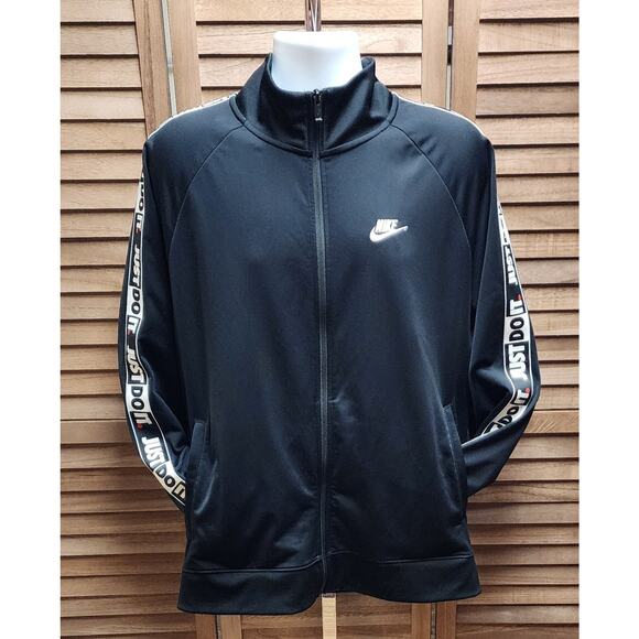 Nike Jacket Men's Size XL Black Track Full Zip Just Do It Taped Sleeve Swoosh - Picture 6 of 8